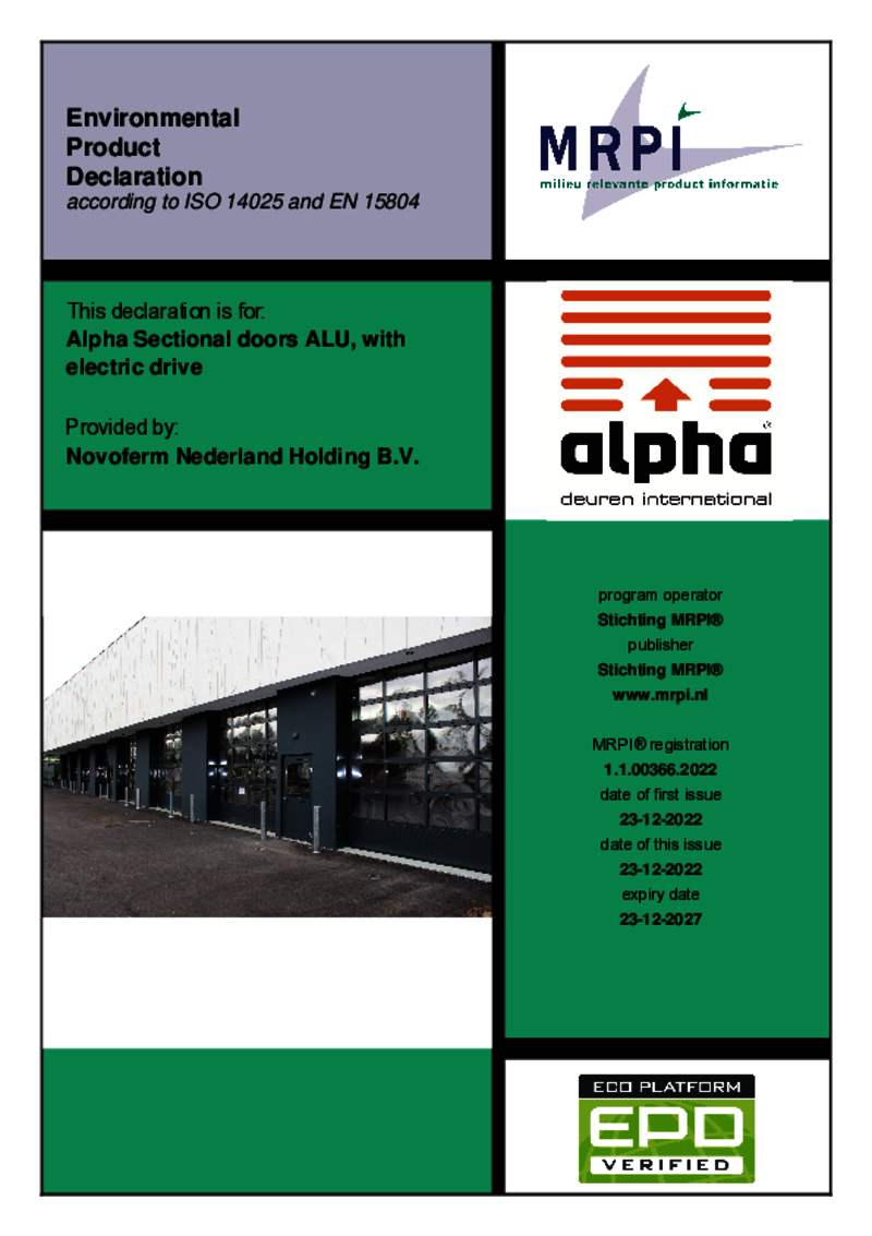 Alpha Sectional doors ALU with electric drive