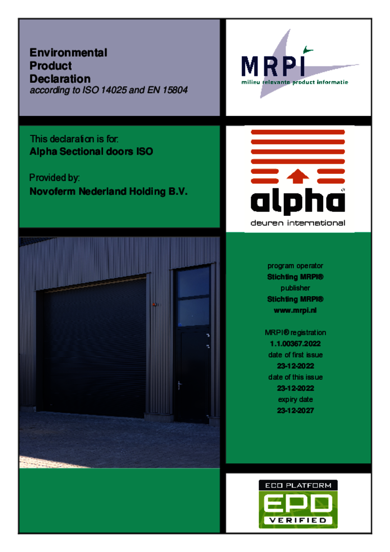 Alpha Sectional doors ISO